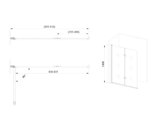 Скляна шторка для ванни AVKO Glass RDW02-J2 50+40x140 6мм