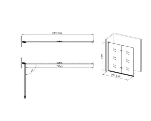 Скляна шторка для ванни AVKO Glass RDW02-J2 80x140 Satin Silver 