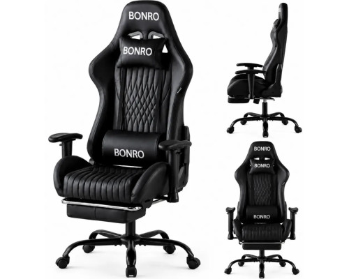 Геймерське крісло з підставкою для ніг Bonro 1002G-1 чорне (42401214)