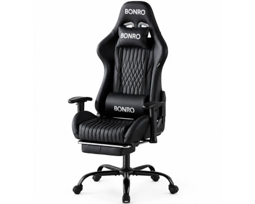 Геймерське крісло з підставкою для ніг Bonro 1002G-1 чорне (42401214)