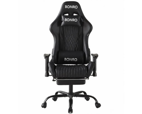 Геймерське крісло з підставкою для ніг Bonro 1002G-1 чорне (42401214)