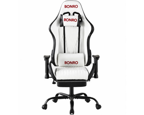 Геймерське крісло з підставкою для ніг Bonro 1002G-1 біле (42401210)
