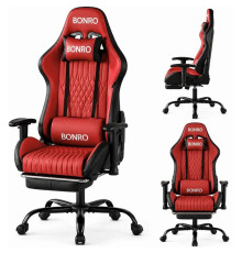 Геймерське крісло з підставкою для ніг Bonro 1002G-1 червоне (42401213)