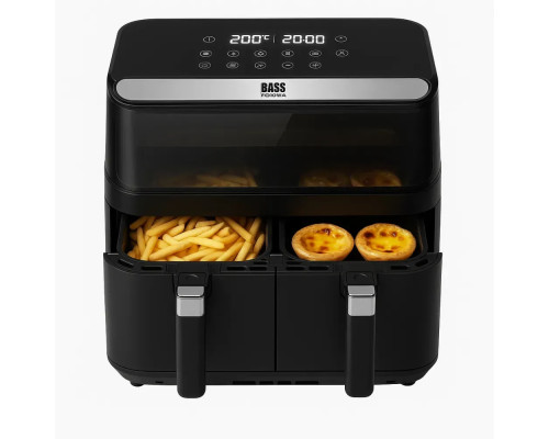 Мультипіч аерофритюрниця 8,5 л подвійна BASS POLSKA BH 10890 з сенсорною панеллю LED-дисплеєм та двома незалежними камерами